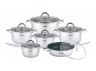 Комплект съдове 12 части Rosberg R51210L12 , 16К/16/18/20/24/24Т см, Неръждаема стомана Rosberg