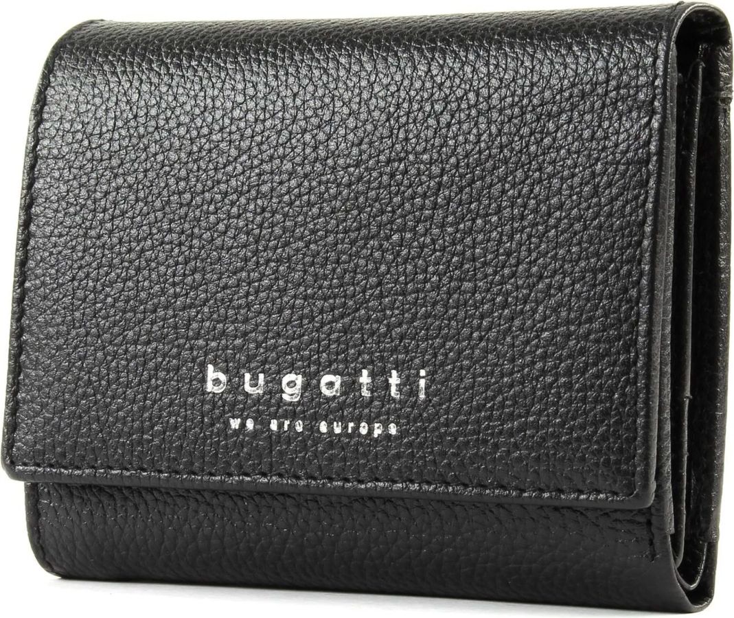 Дамски кожен портфейл Bugatti Linda Continental 6CC, eстествена кожа, черен