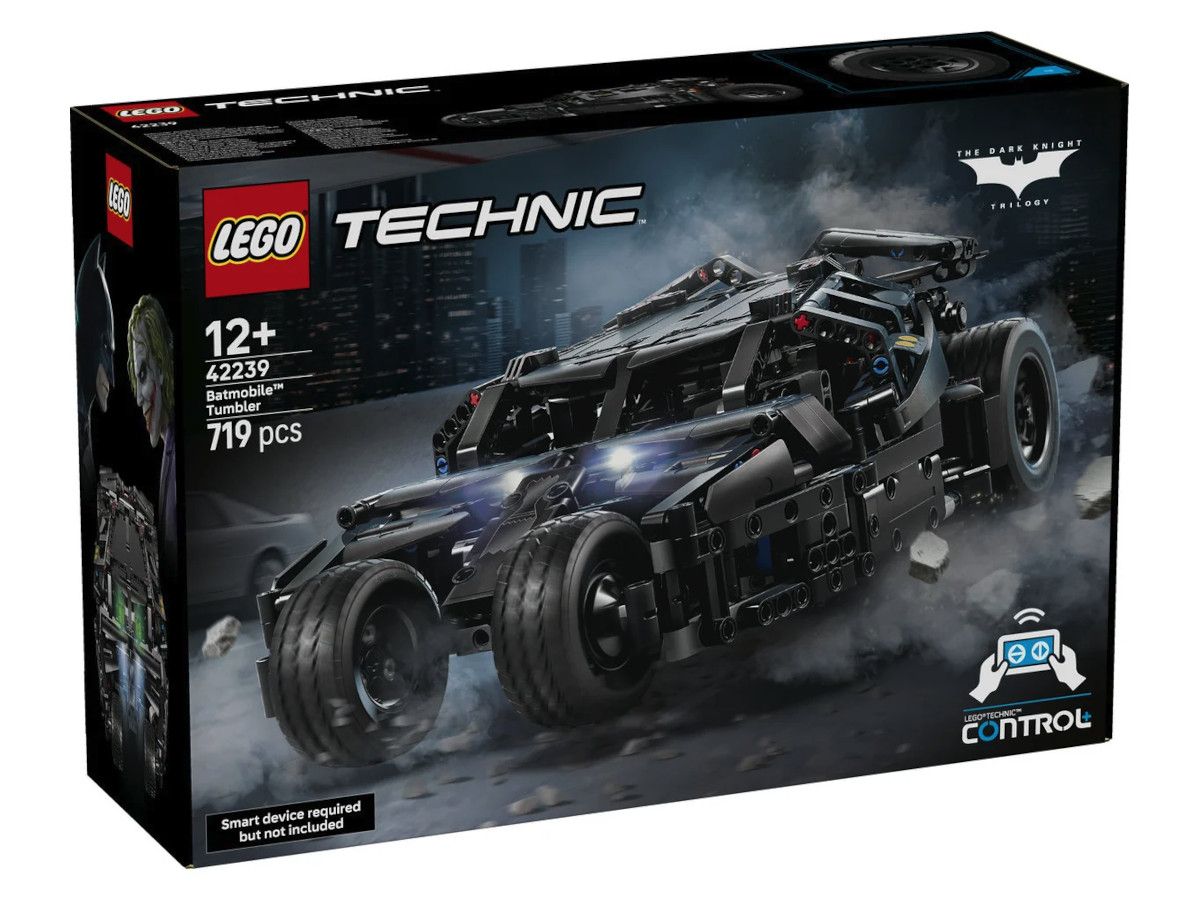 Предна страна на кутията на дистанционно управляемото LEGO Technic 42239 Batmobile Tumbler от Get7.eu