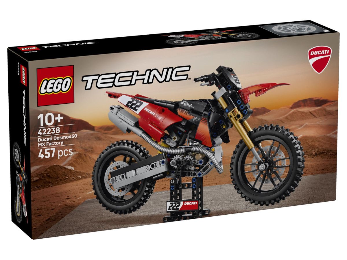 Предна страна на кутията на LEGO Technic 42238 Ducati Desmo450 MX Factory от Get7.eu