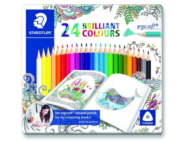 Цветни моливи Staedtler JB Ergosoft, 24 цвята метална кутия