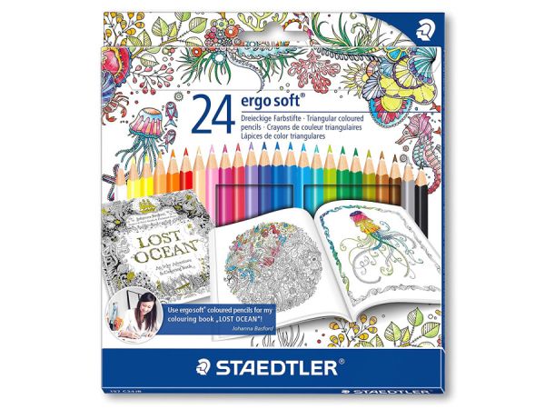Цветни моливи Staedtler Johanna Basford Ergosoft, 24 цвята