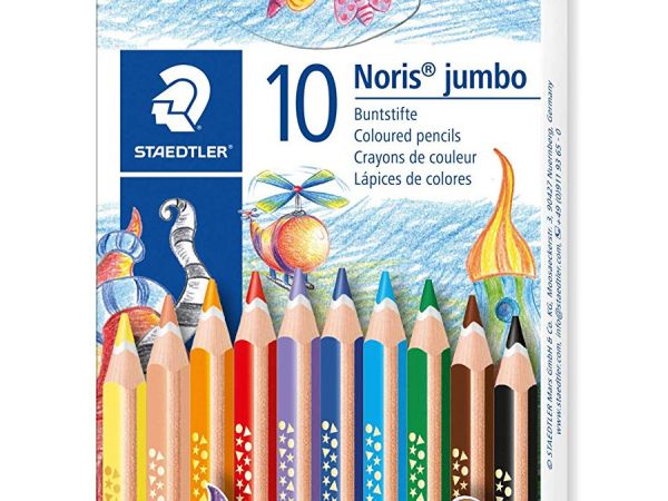 Цветни моливи Staedtler NC 128 Jumbo, 10 цвята + острилка