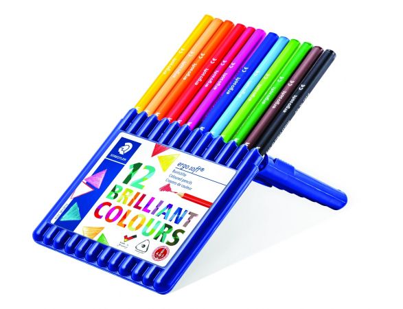Цветни моливи Staedtler Ergosoft 157  XMAS , 12 цвята в кутия плюс златен маркер