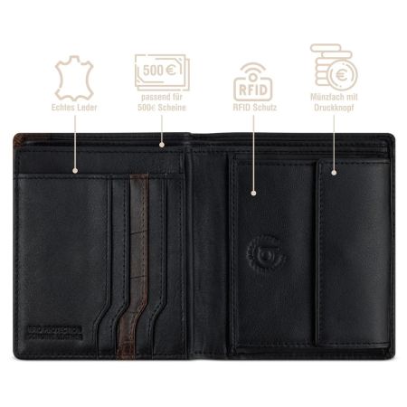 Кожен портфейл Bugatti Corso DeLuxe Wallet Upright, черен