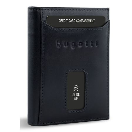 Кожен портфейл Bugatti Secure Slim Special Zip Mini, черен
