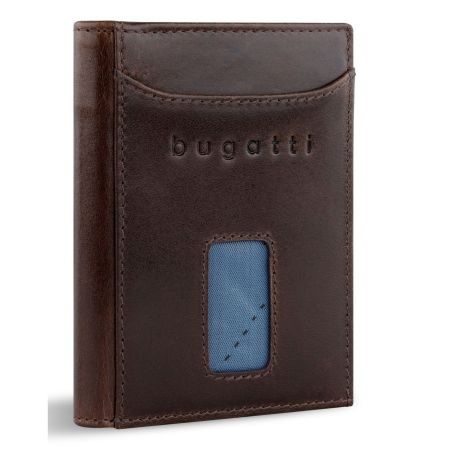 Кожен портфейл Bugatti Secure Slim Special Zip Mini, кафяв