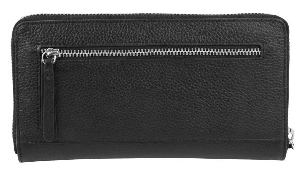 Дамски кожен портфейл Bugatti Linda 18CC, eстествена кожа, черен