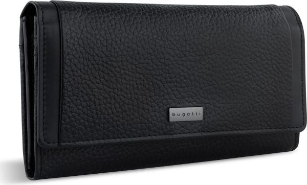 Дамски кожен портфейл Bugatti Sina Long, черен