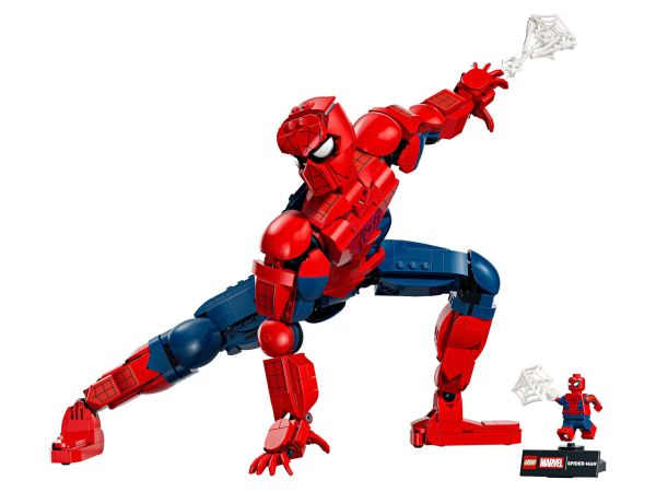 Оригинална LEGO минифигурка на Спайдърмен и изложбена стойка от комплект 76346