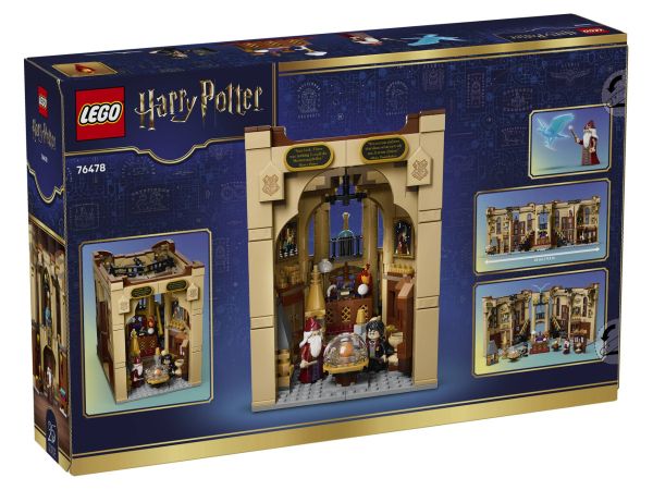 Обратна страна на кутията на LEGO 76478 Хари Потър с функции за игра и разглобяеми секции