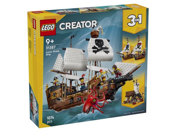 alt="LEGO Creator 3-в-1 Емблематичен пиратски кораб 31387 предна страна на опаковката"