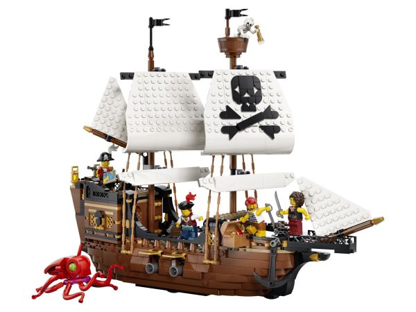 alt="LEGO Creator 3-в-1 Емблематичен пиратски кораб 31387 с платна и оръдия"