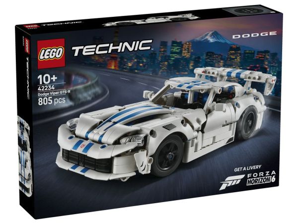 Предна страна на кутията на LEGO Technic 42234 Спортен автомобил Dodge Viper GTS-R с логото на Forza Horizon 6