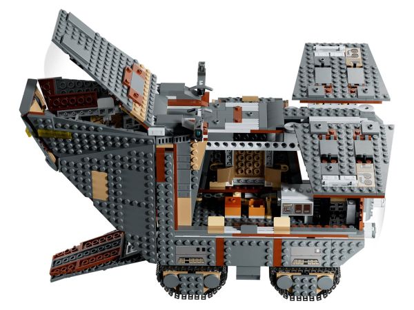 Спускаща се предна рампа и отварящ се люк за минифигурки на LEGO 75453