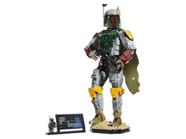 Схема с реални размери и височина на сглобената фигура на Боба Фет   на LEGO 75455