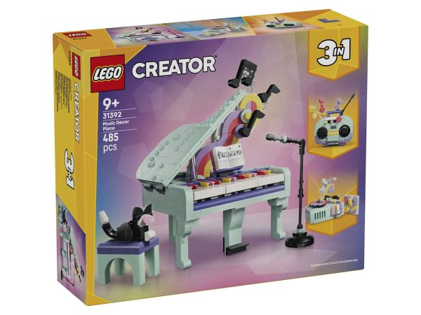 Конструктор LEGO Creator 3 в 1 31392 Пиано с котка и музикална украса – официална опаковка