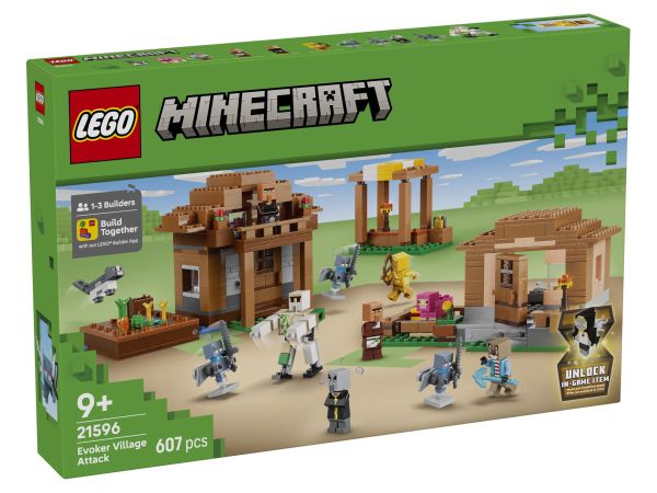 Оригинална кутия на конструктор LEGO Minecraft Атака на селището на заклинателите 21596 предна страна