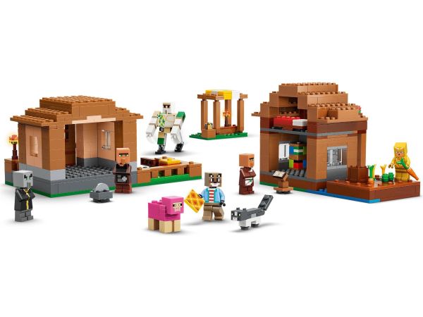 Конструктор LEGO Minecraft 21596 Атака на селището на заклинателите в сглобен вид с къща и библиотека